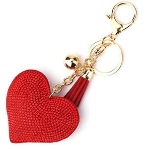 NIB 2CHIC Diamond Love Key Ring Heart Purse Charm